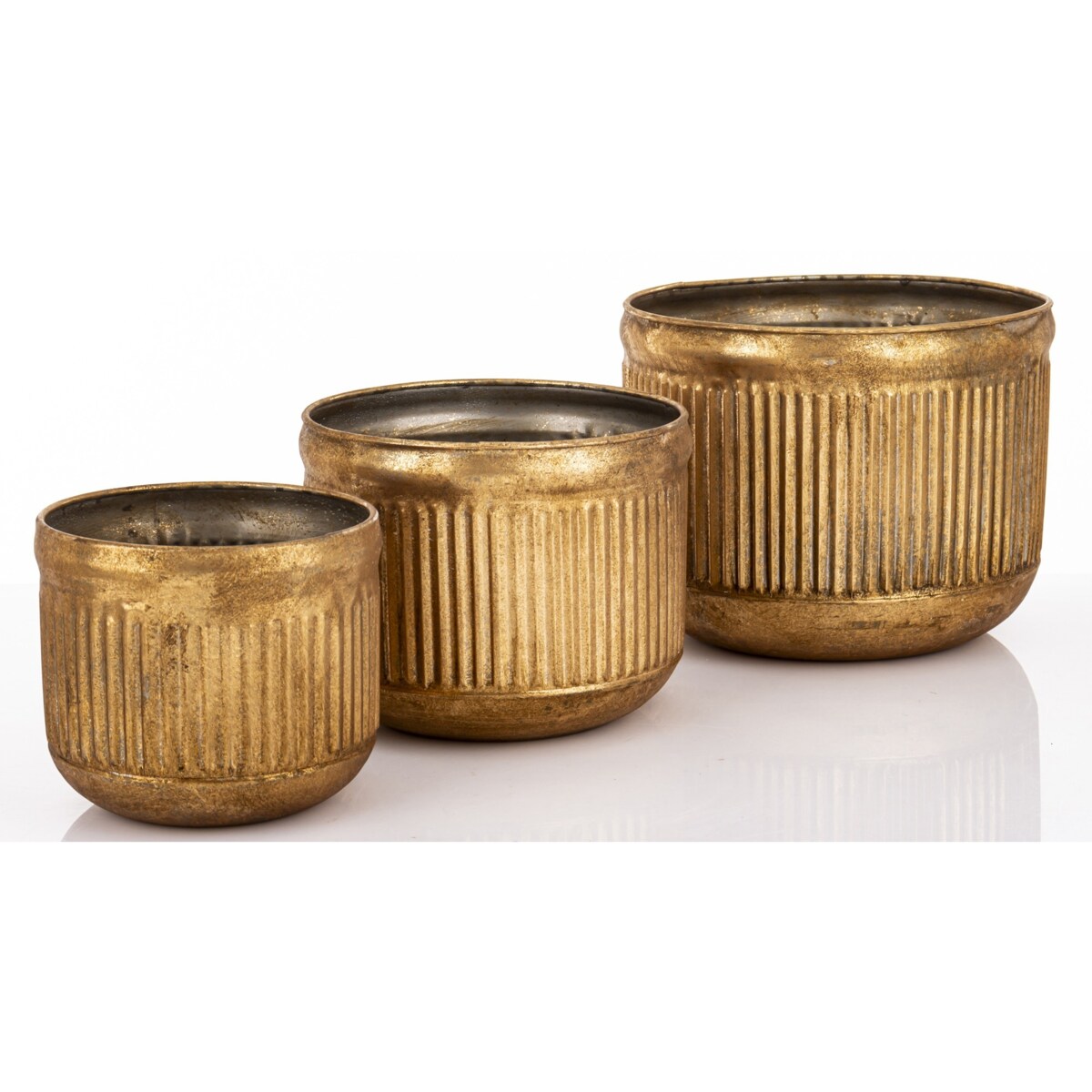 Komplet 3 szt. metalowych osłonek na doniczki BARILE19/16/13,5 x 24/19,5/15,5 cm