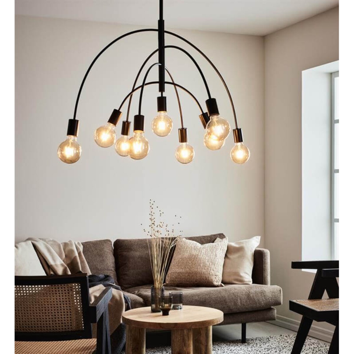 Wisząca lampa pokojowa Lavello metalowe łuki czarne