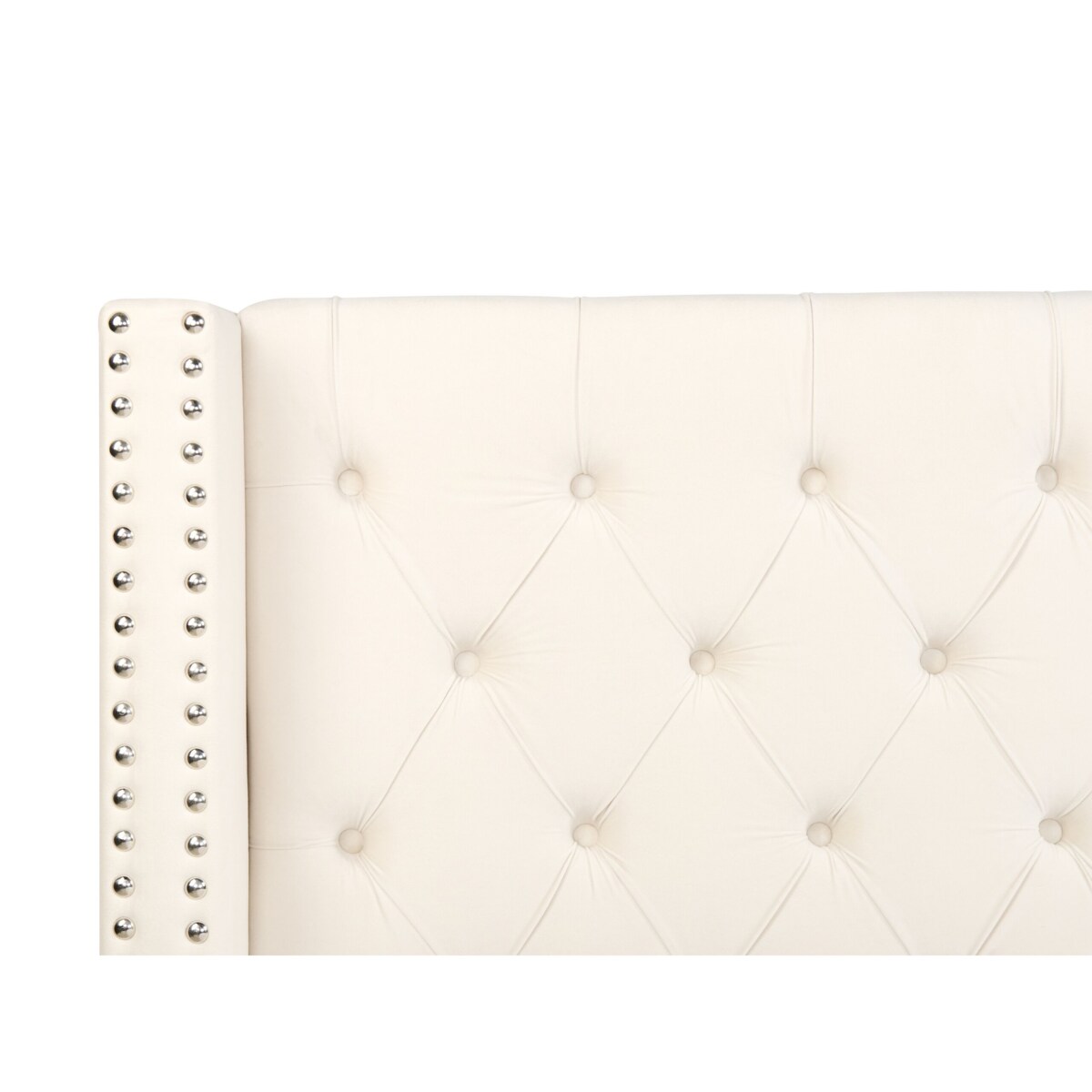 Łóżko z pojemnikiem welurowe 180 x 200 cm złamana biel LUBBON