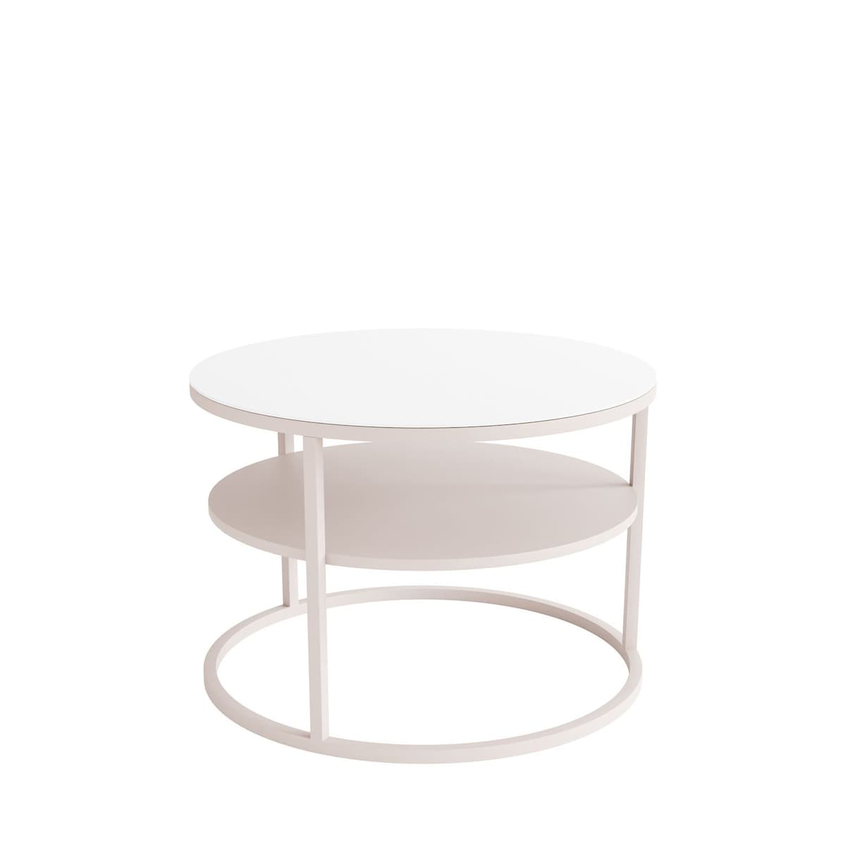 Stolik Kawowy CIRI GLASS KASZMIR z półką, blat białe szkło