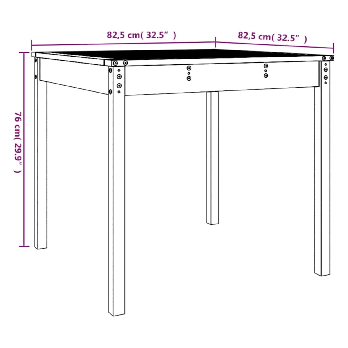 vidaXL Stolik ogrodowy, szary, 82,5x82,5x76 cm, lite drewno sosnowe