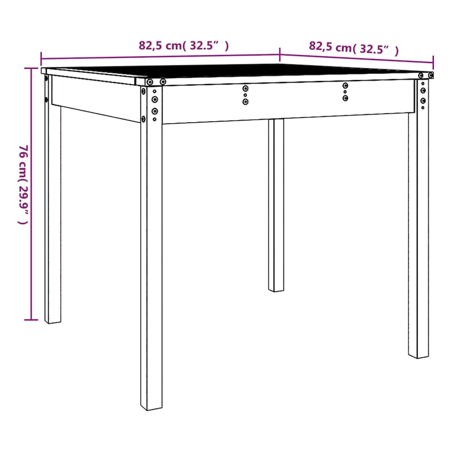 vidaXL Stolik ogrodowy, szary, 82,5x82,5x76 cm, lite drewno sosnowe