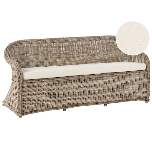Ławka ogrodowa z poduchą SUSUA 189 cm Rattan Naturalny