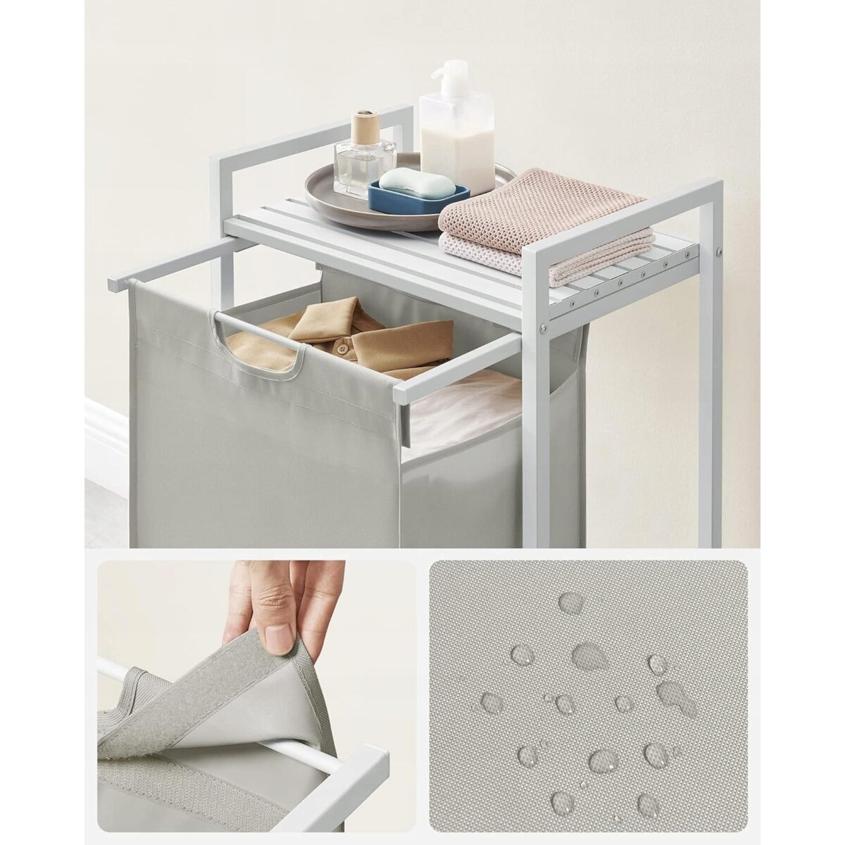 Szafka Łazienkowa Kosz Na Pranie Pojemnik Na Ręczniki Biały