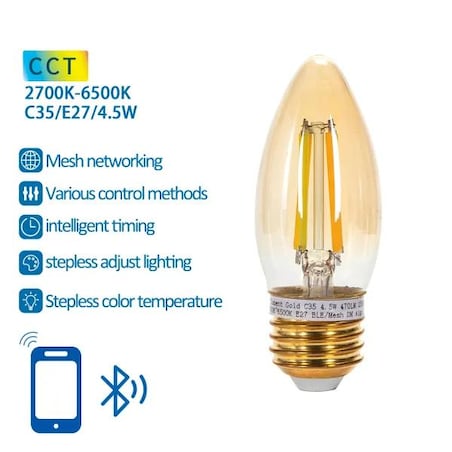 inteligentna żarówka bluetooth mesh c35 4.5w cct