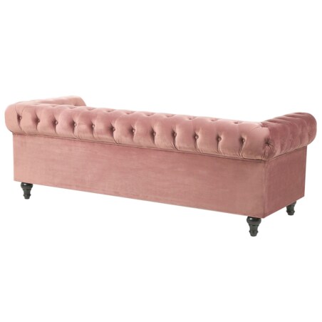 Sofa 3-osobowa welurowa różowa CHESTERFIELD