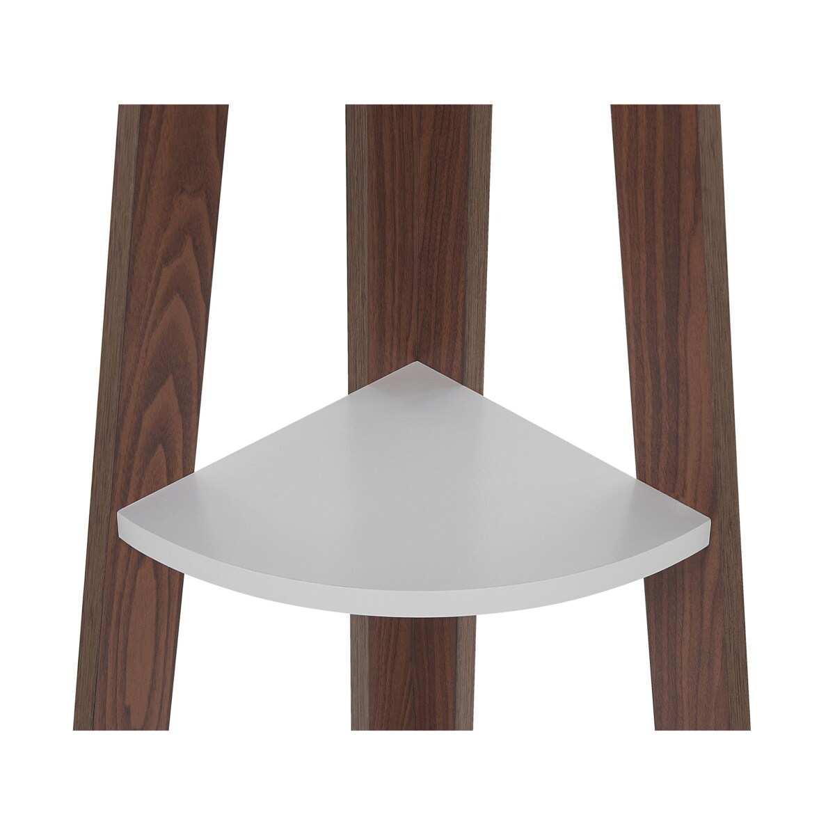 Regał narożny 4 półki ciemne drewno z białym MOBILE SOLO