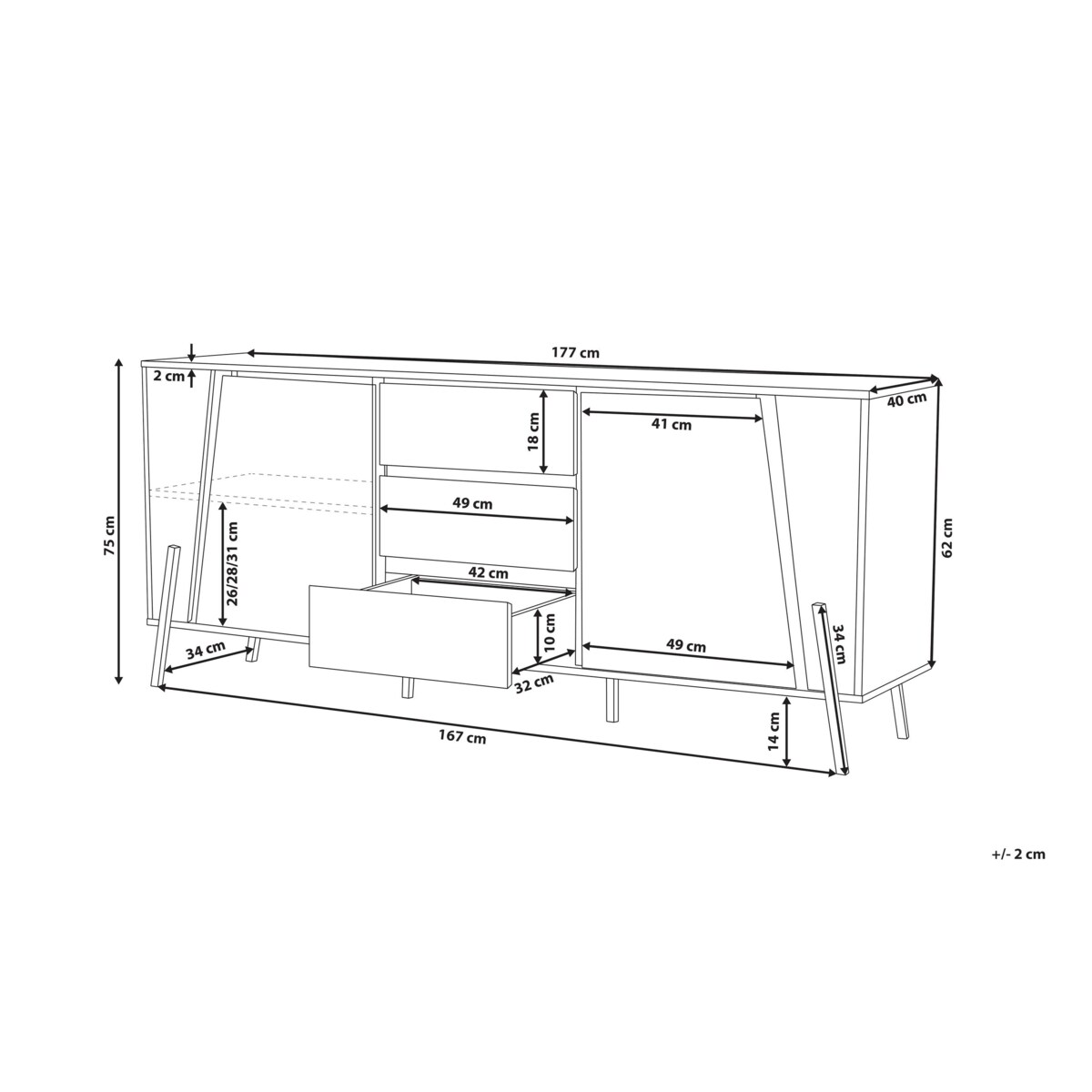 Komoda jasne drewno z czarnym BLACKPOOL