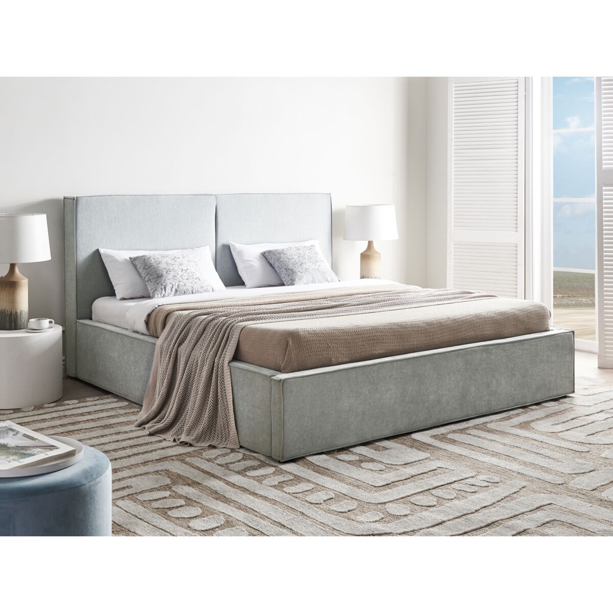 Łóżko z pojemnikiem MOISSAC 180 x 200 cm Błękitny