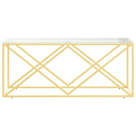 vidaXL Stolik kawowy, 110x45x45 cm, stal nierdzewna i szkło