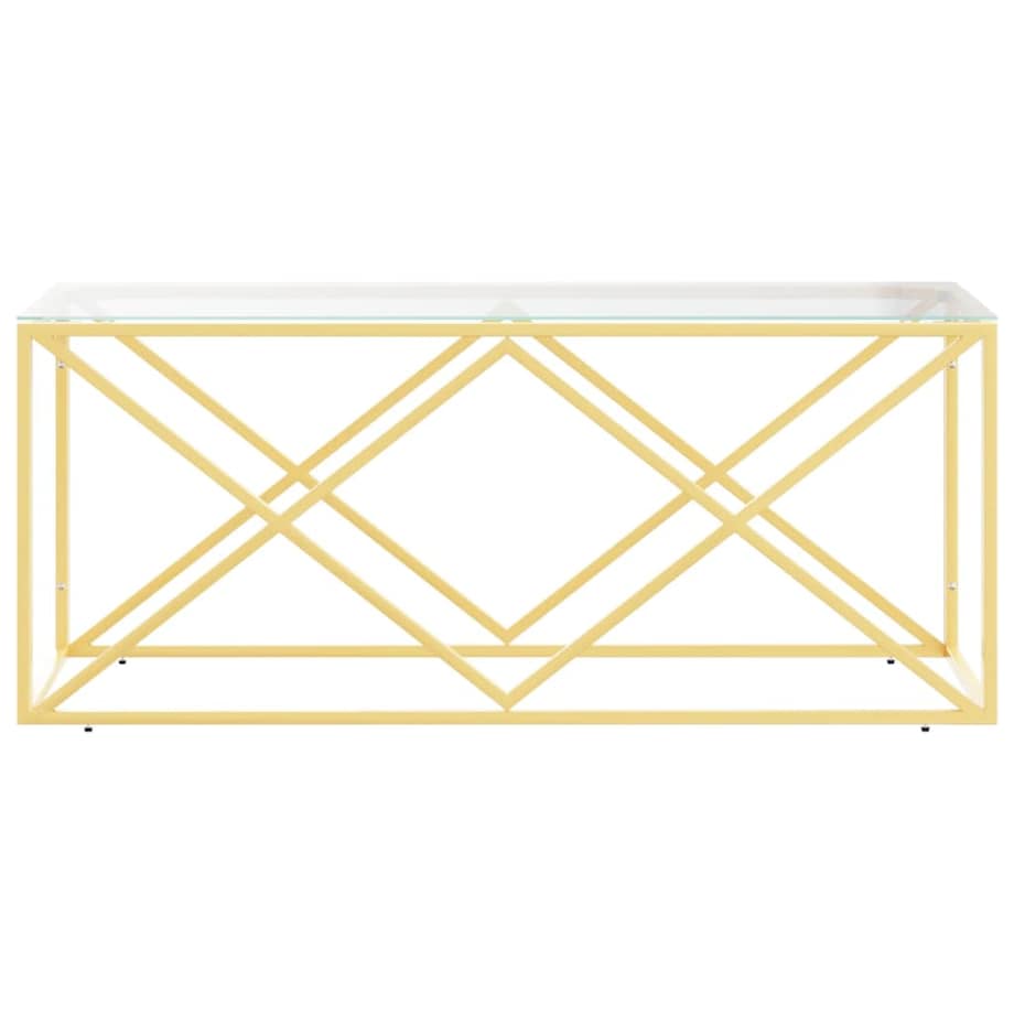 vidaXL Stolik kawowy, 110x45x45 cm, stal nierdzewna i szkło