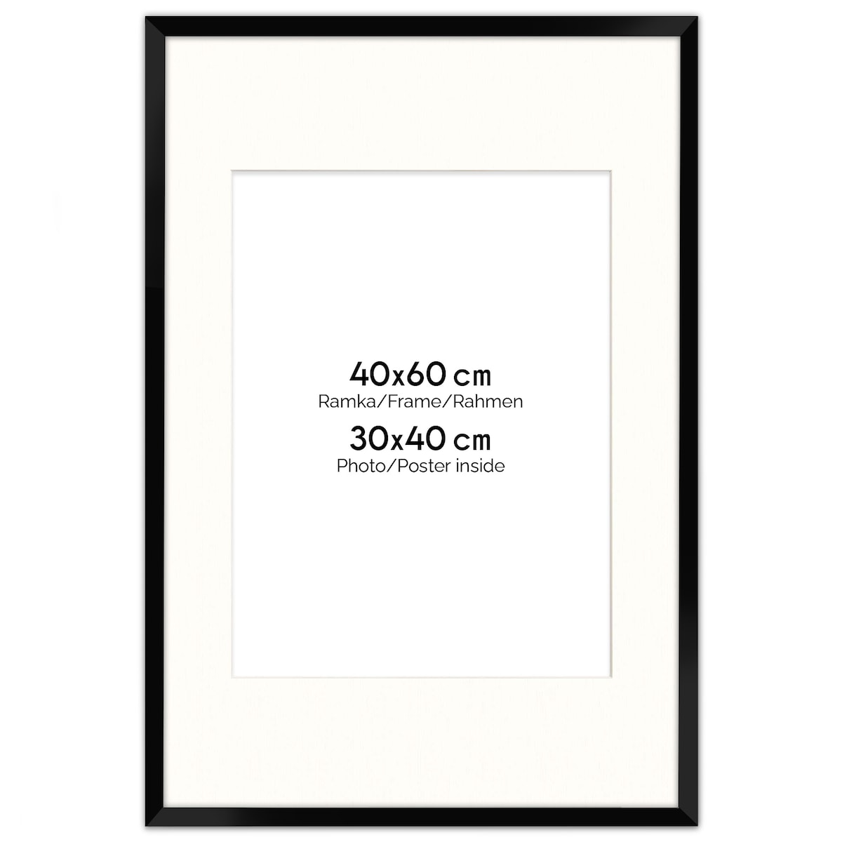 Ramka na zdjęcia z passe partout czarna ramka 40x60 cm z okienkiem passe partout na zdjęcie 30x40 cm FRAMAI