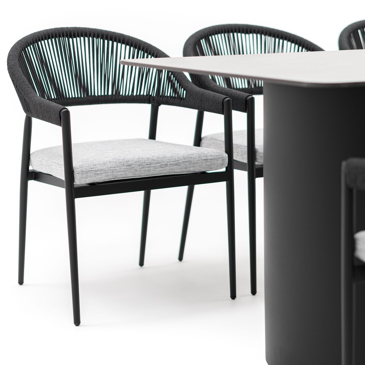 Zestaw mebli ogrodowych aluminiowe nowoczesne BELIZE LUX czarno szare