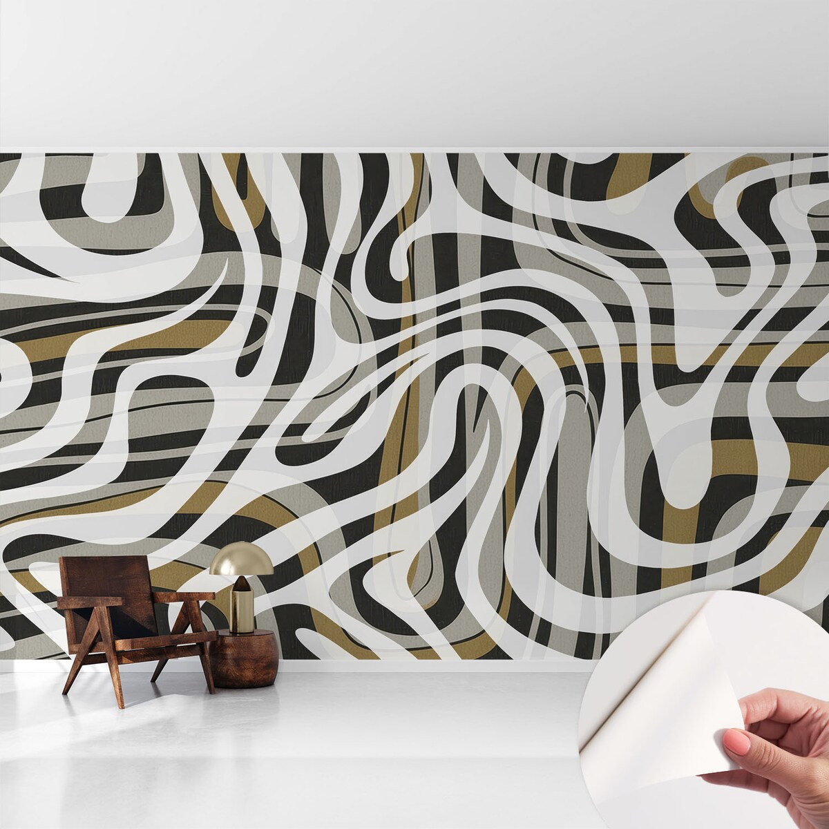 Fototapeta samoprzylepna 416x254 cm - Abstrakcyjne linie, tapeta ścienna biała