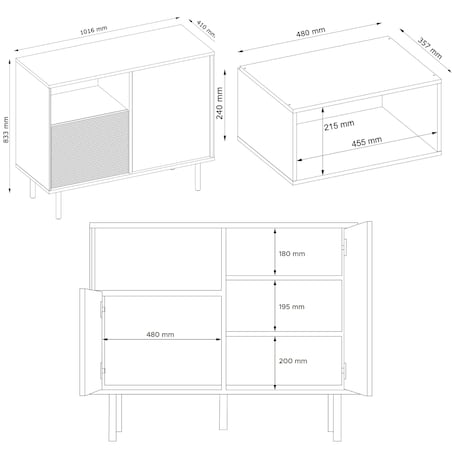 KONSIMO LOFTY Komoda w stylu loft na czarnych nóżkach