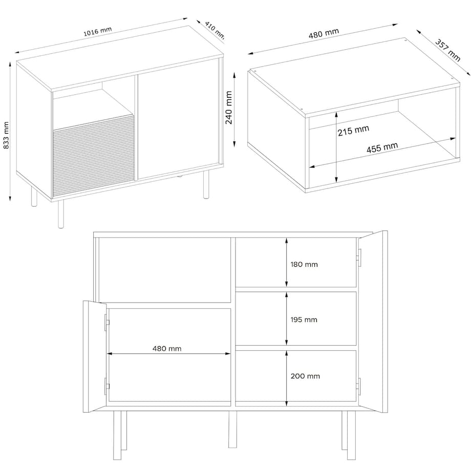 KONSIMO LOFTY Komoda w stylu loft na czarnych nóżkach