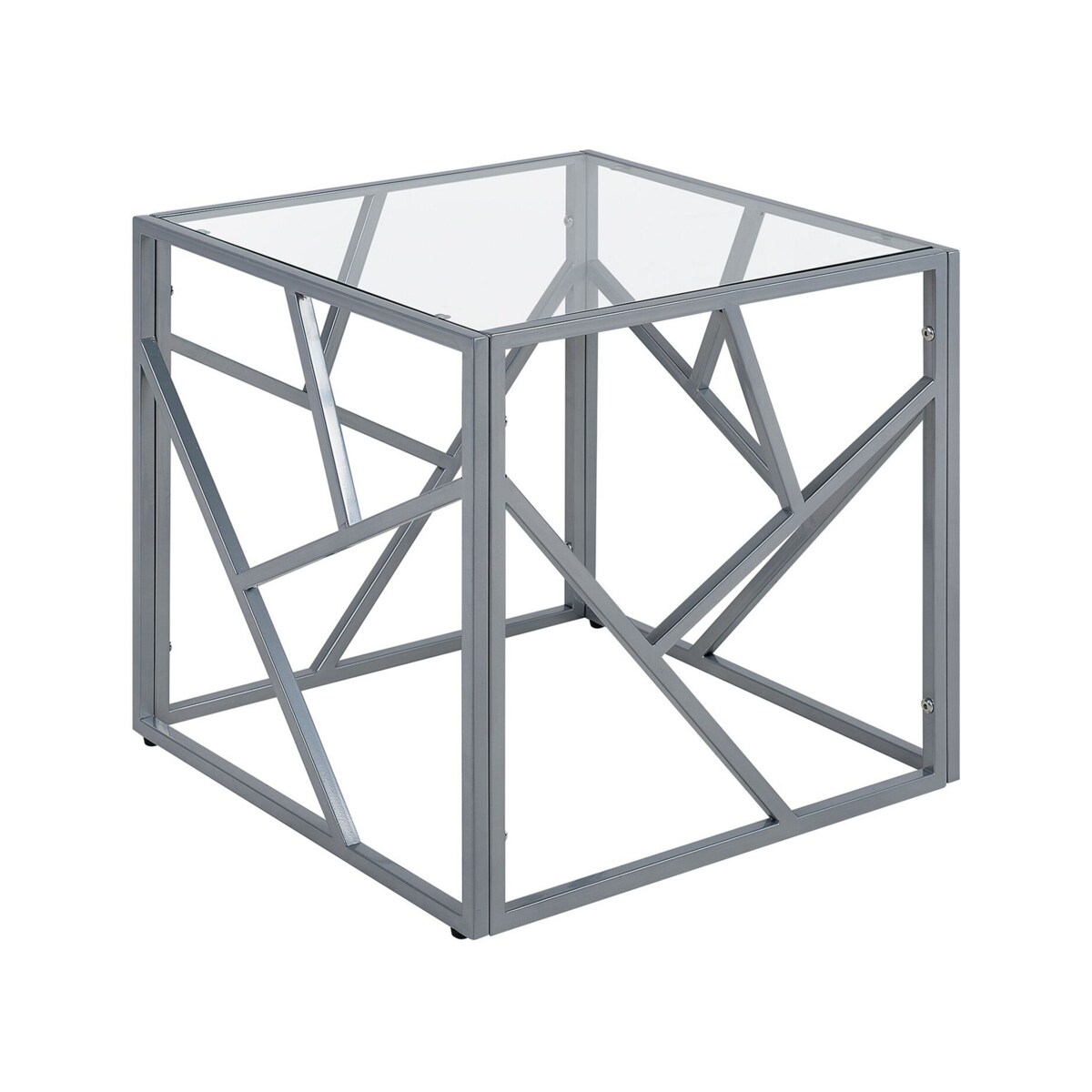 Stolik pomocniczy szklany srebrny ORLAND