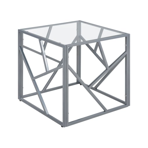 Stolik pomocniczy szklany srebrny ORLAND