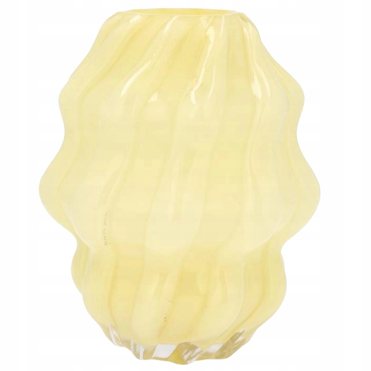 WAZON SZKLANY 20cm OKRĄGŁY ŻÓŁTY NA KWIATY BUKIET DO SALONU DOMU BOHO RETRO