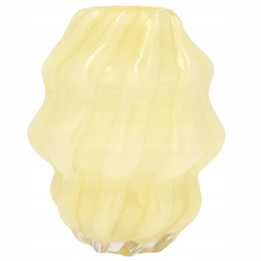 WAZON SZKLANY 20cm OKRĄGŁY ŻÓŁTY NA KWIATY BUKIET DO SALONU DOMU BOHO RETRO