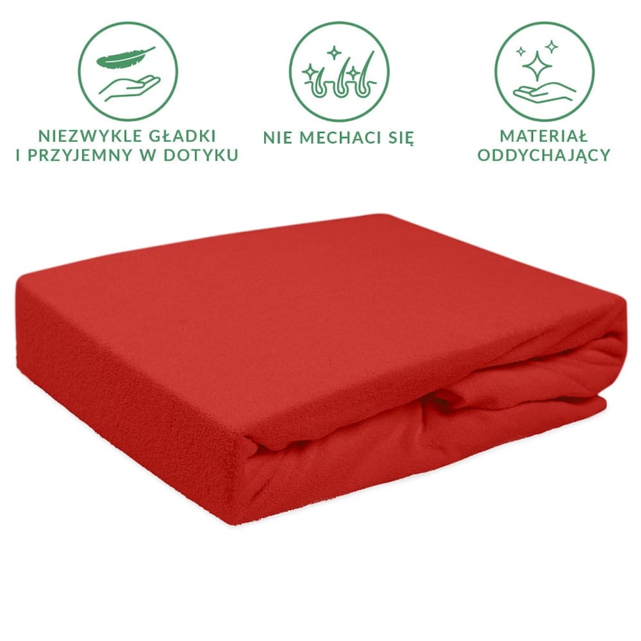 Prześcieradło frotte z gumką 90x200 kolor czerwony