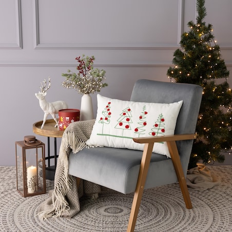 Poszewka na poduszkę Holiday Cheer 60x40 cm boże narodzenie, święta, świąteczne, biały-ecru-kremowy, 60x40 cm