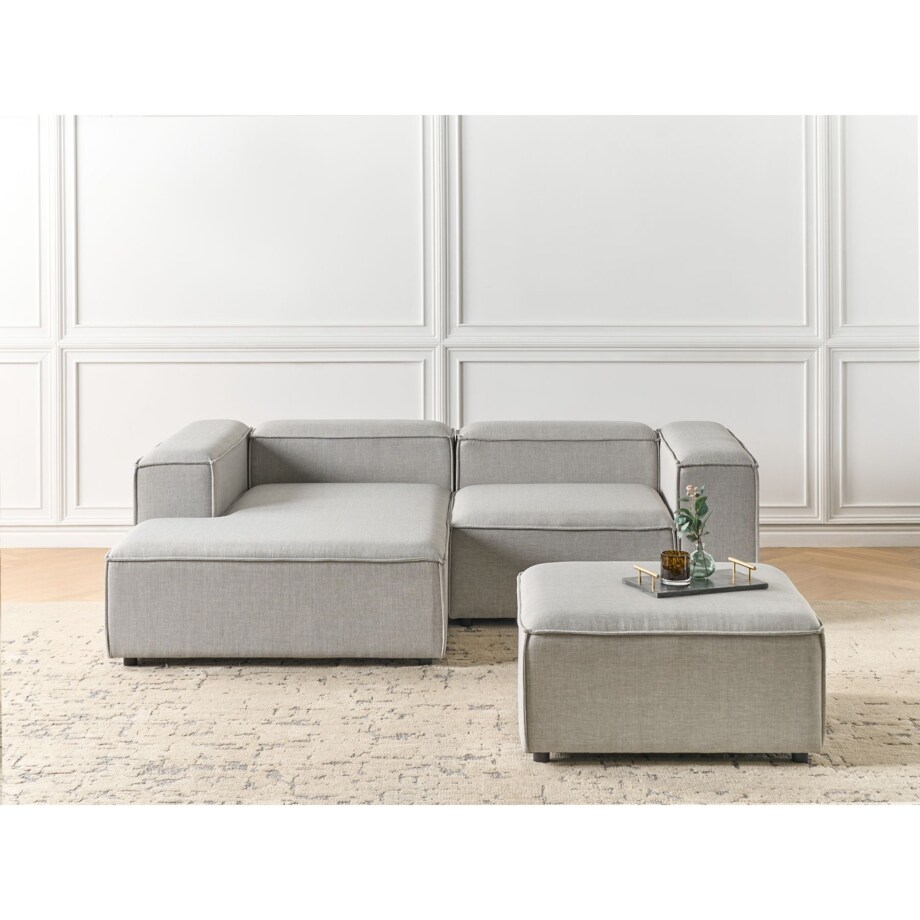 Narożnik modułowy 2-osobowy prawostronny z otomaną jasnoszary ARDAL