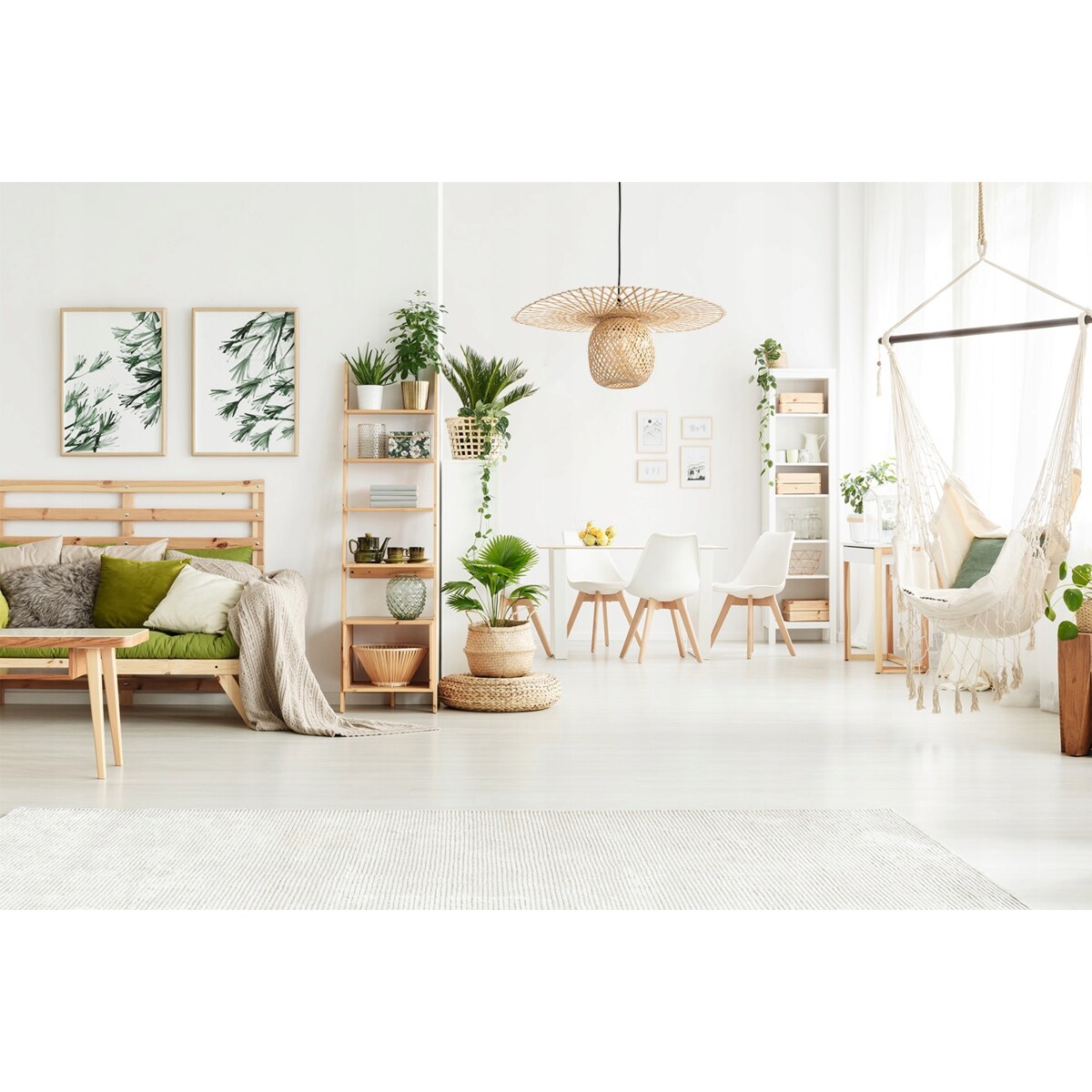 Lampa Wisząca Naturalna Okrągła Bambusowa Pleciona