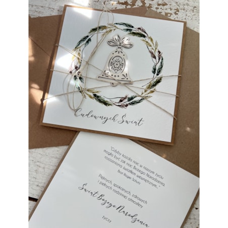 Wyjątkowa ręcznie robiona kartka świąteczna na Boże Narodzenie