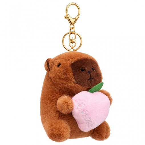 Brelok do kluczy pluszowa puchata Kapibara z brzoskwinią BRL390