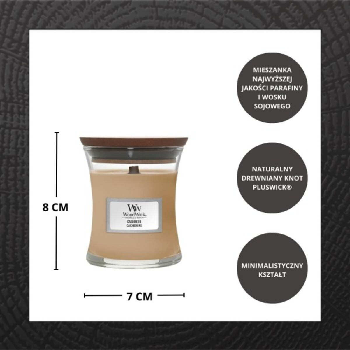 WoodWick świeca mała CASHMERE