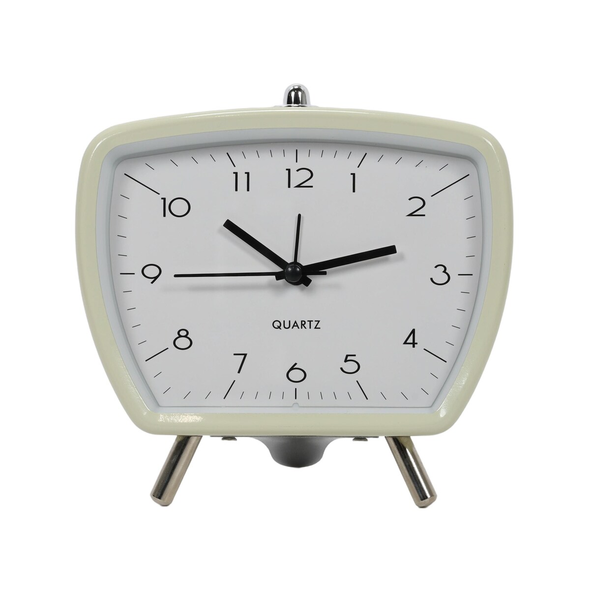 Zegar budzik retro CATHY, 14 x 14 cm, na baterie, kolor musztardowy, metal