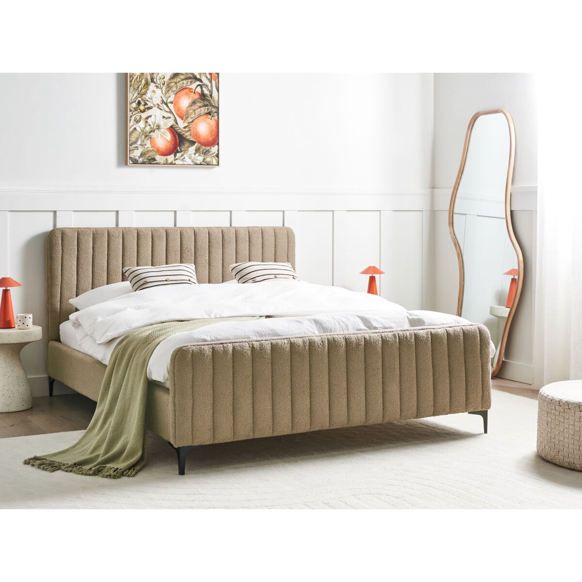 Łóżko Boucle LUNAN 160 x 200 cm Beżowoszary