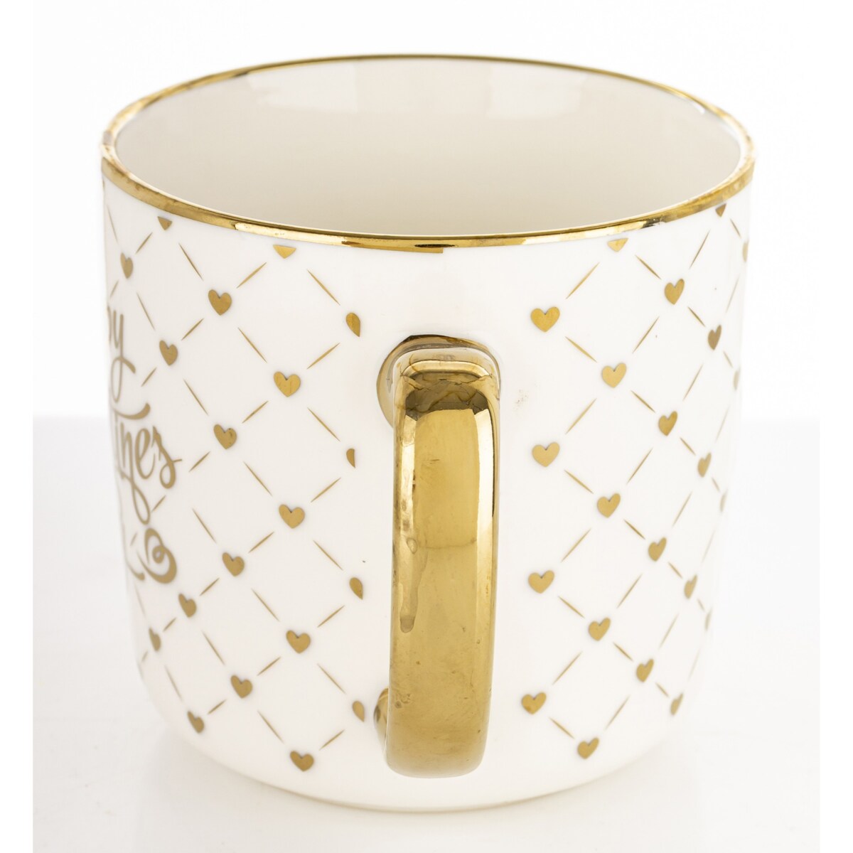 Kubek porcelanowy 385 ml biało-złoty 9x12,5x9 cm VALENTINES DAY