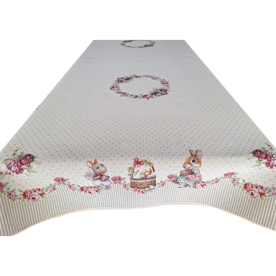 Obrus Wielkanocny 140X240 Cm Na Stół Ozdobny Dekoracyjny Zajączki
