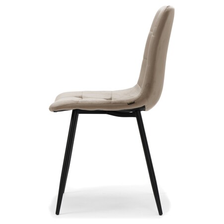 Krzesło tapicerowane pikowane welurowe do salonu jadalni PARMA ciemnobeżowa