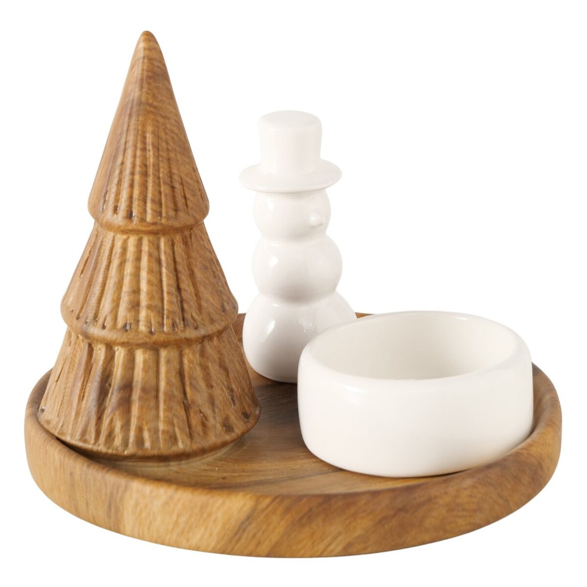 Świecznik OVE z bałwankiem i choinką, Ø 13 cm
