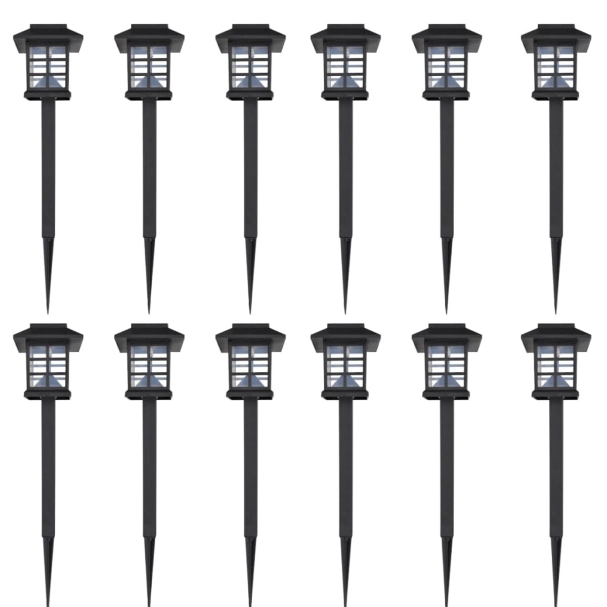 vidaXL Ogrodowe lampy solarne LED, 12 szt., ze szpikulcem 8,6x8,6x38 cm