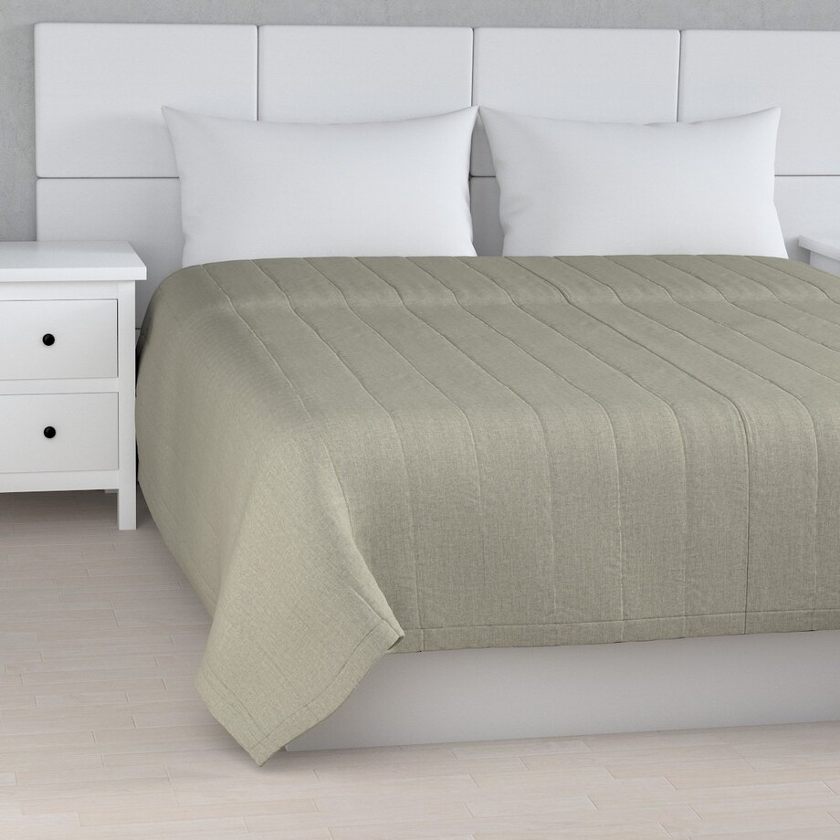 Narzuta pikowana w pasy 200x210 szaro-beżowy szenil