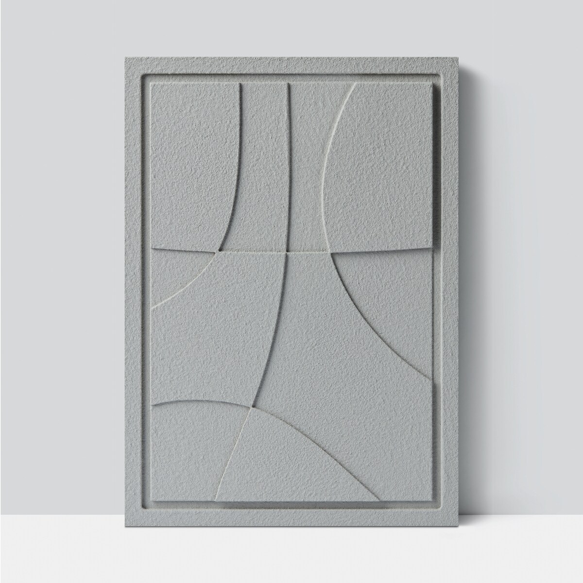 Obraz 3D 50x70cm Abstract III – Dekoracja Ścienna z Tynku Naturalnego, Milky Grey Minimalistyczny Relief