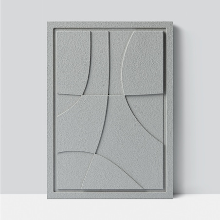 Obraz 3D 50x70cm Abstract III – Dekoracja Ścienna z Tynku Naturalnego, Milky Grey Minimalistyczny Relief