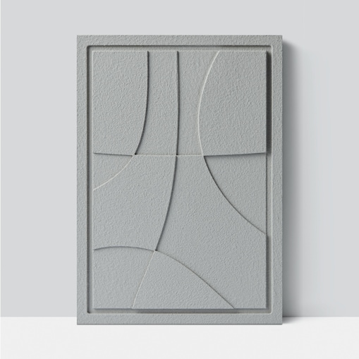 Obraz 3D 50x70cm Abstract III – Dekoracja Ścienna z Tynku Naturalnego, Milky Grey Minimalistyczny Relief