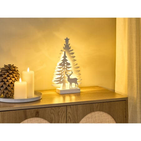 Dekoracja świąteczna LED FEMAN Choinka Renifer 36 cm Biały