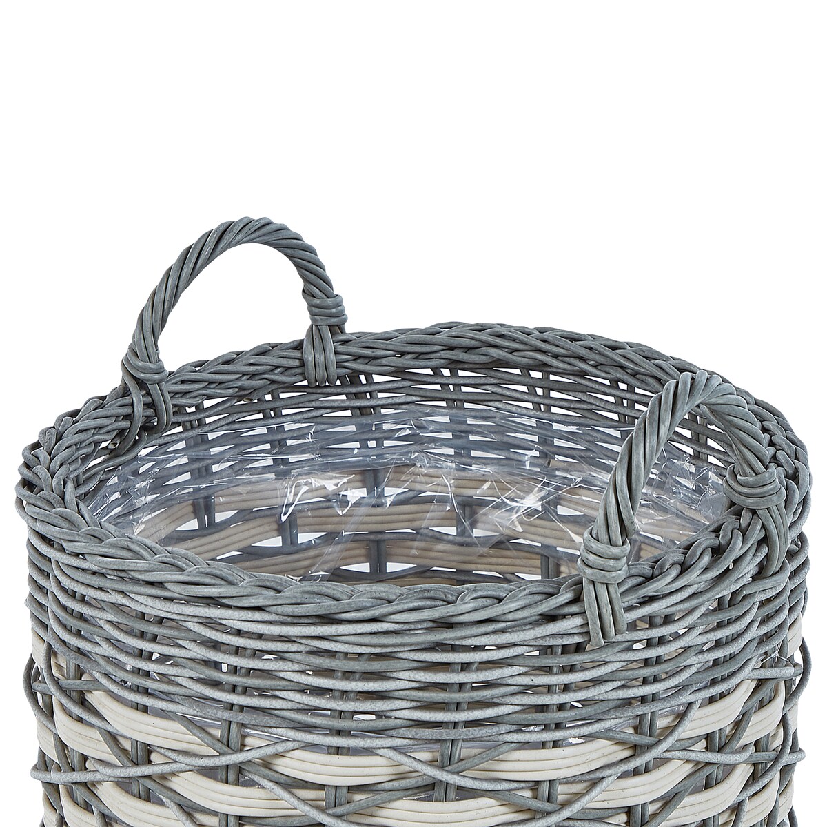 Zestaw 3 koszy na kwiaty GEFIRA 31/39/49 cm Technorattan Szary