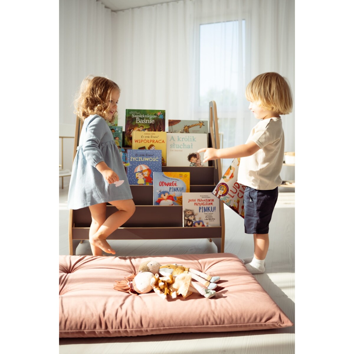 MAXI biblioteczka montessori - szara