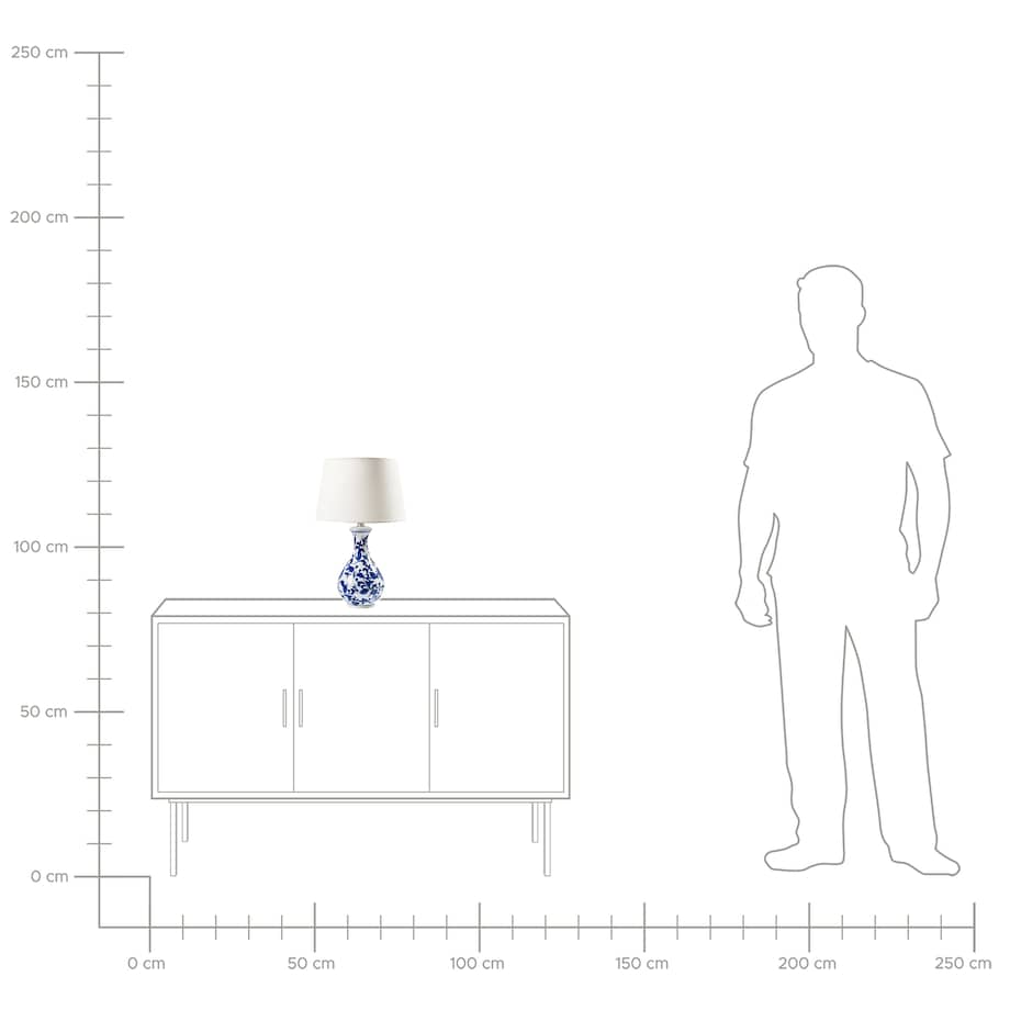 Lampa stołowa CARMEN Porcelana Biały/ niebieski