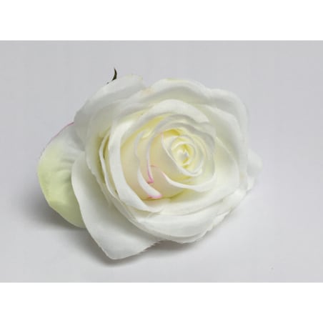 RÓŻA SZTUCZNA główka kwiatowa wyrobowa do STROIKA bukietu dekoracji BIAŁA