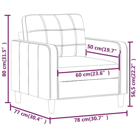 vidaXL Fotel, jasnoszary, 60 cm, obity tkaniną