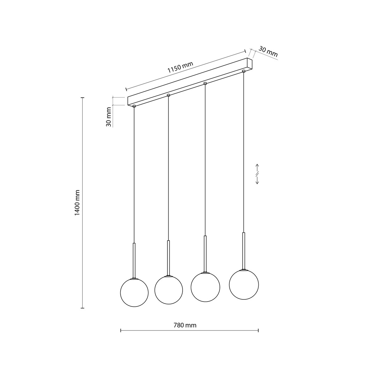 Lampa wisząca TK Lighting MARTIN 4503 czarno-biała 4xG9 regulowana do jadalni i kuchni