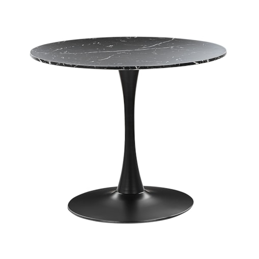 Stół do jadalni okrągły ⌀ 90 cm efekt marmuru czarny BOCA